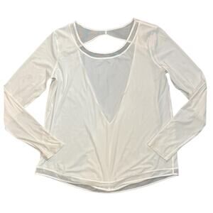 Lululemon Mix & Mesh Long Sleeve Open Back Shirt White Size Medium/Large